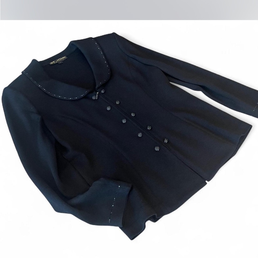 Women’s St. John Knits classic Black sequin and beaded sweater jacket size 6